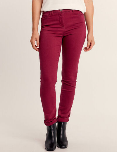 Jean magique ajusté taille standard rouge foncé femme