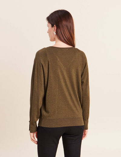 Pull manches longues vert kaki femme