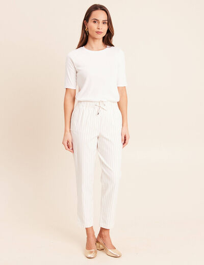 Pantalon jogpant taille haute blanc femme