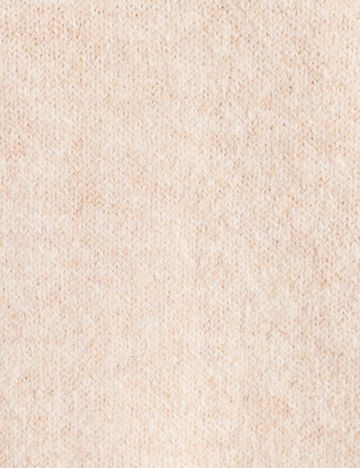 Pull col rond beige femme