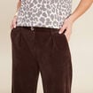 Pantalon large velours marron femme