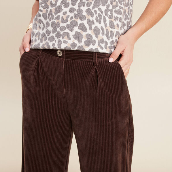 pantalon large velours marron femme Pantalon large velours marron femme
