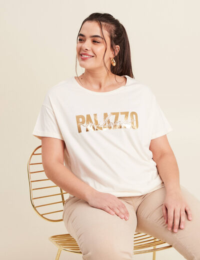 T-shirt manches courtes ecru femme