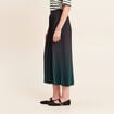 Jupe midi patineuse pliss&eacute;e vert fonc&eacute; femme