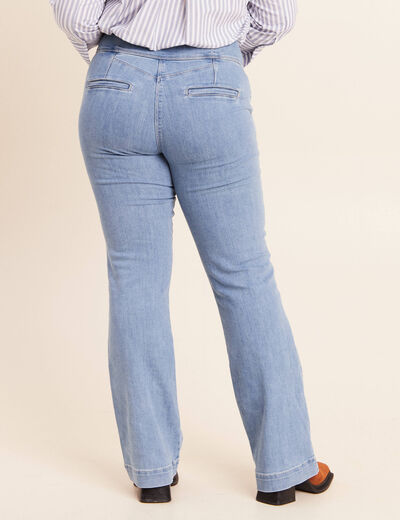 Jean coupe bootcut taille haute denim bleach femme