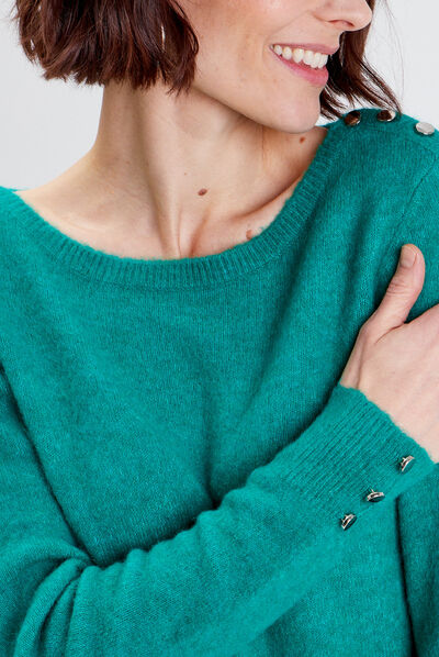 Pull manches longues vert menthe femme