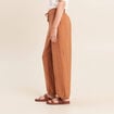 Pantalon taille haute 7/8&egrave;me resserr&eacute; beige femme