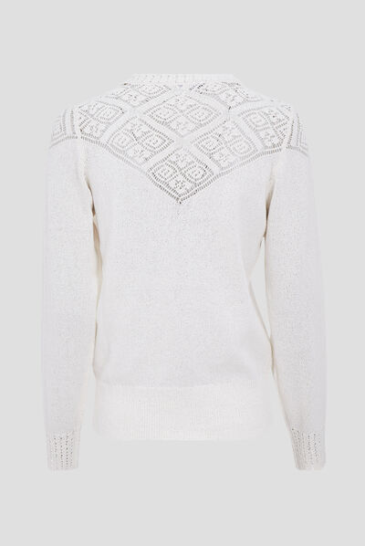 Pull col rond ivoire femme