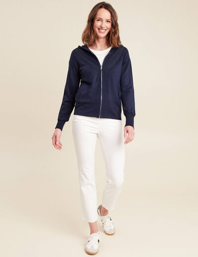 Gilet avec capuche bleu marine femme
