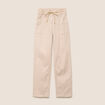 Pantalon taille haute coupe droite denim beige femme