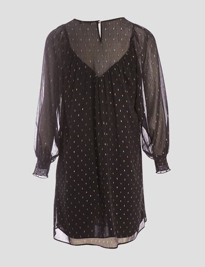 Robe droite fluide noir femme