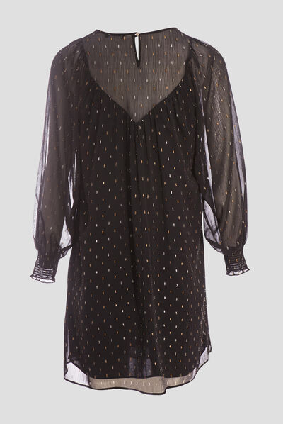 Robe droite fluide noir femme
