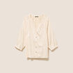 Chemise ample jacquard col v manches 3/4 blanc femme