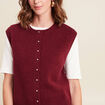 gilet droit court sans manches col rond bordeaux femme