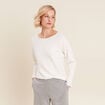 Pull manches longues strass ecru femme