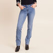 Jean coupe droite taille bascul&eacute;e denim double stone femme