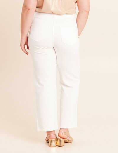 Jean coupe large 7/8&egrave;me taille haute blanc femme