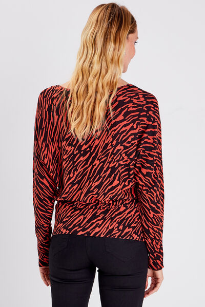 Pull manches longues orange foncé femme