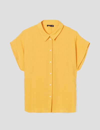 Chemise manches courtes jaune moutarde femme