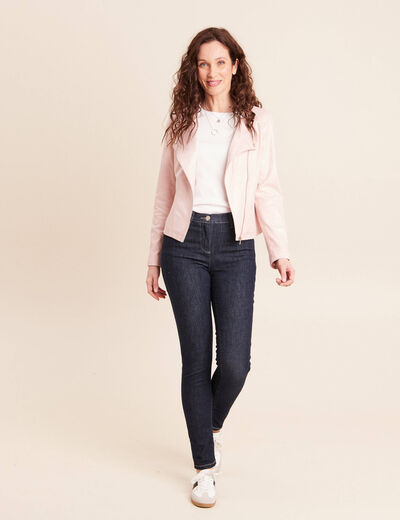 Veste droite zipp&eacute;e vieux rose femme