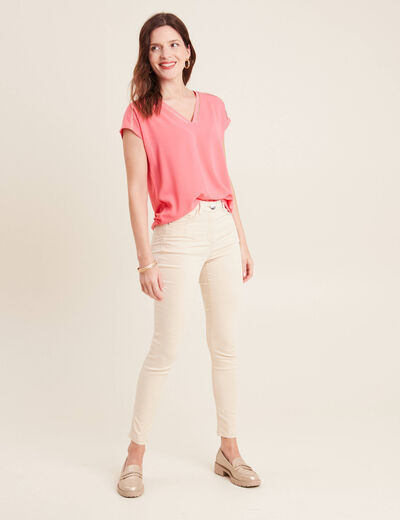 T-shirt manches courtes rose fushia femme