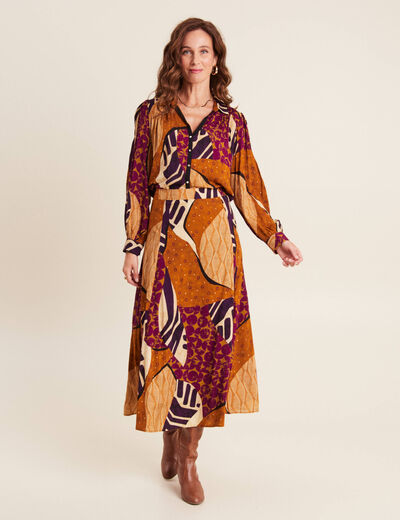 Jupe longue évasée multicolore femme