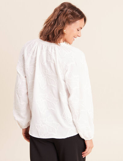 Blouse ample manches longues fluide ecru femme