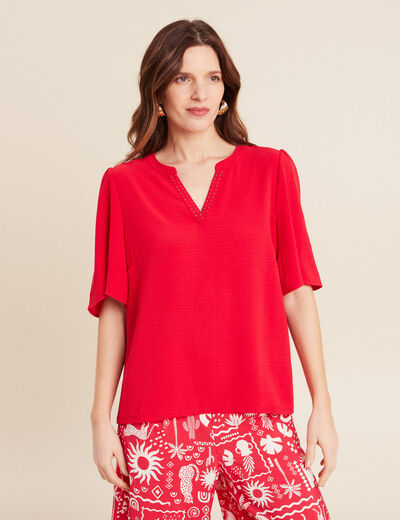 T-shirt manches courtes rouge femme