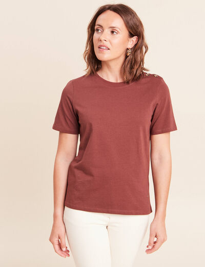 T-shirt manches courtes marron femme