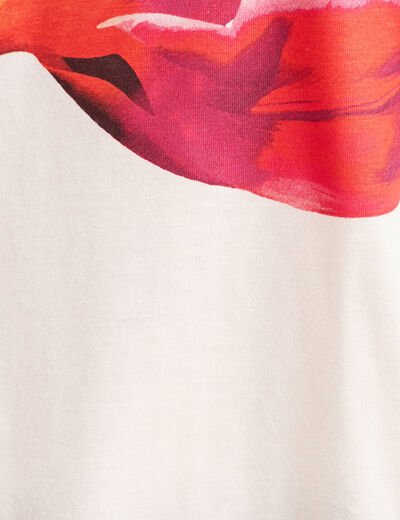 T-shirt col rond manches courtes ecru femme