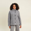 Manteau doubl&eacute; col montant gris clair femme