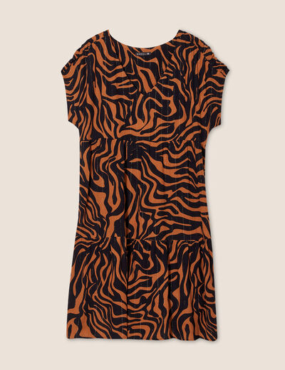 Robe droite manches courtes denim noir femme