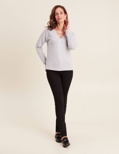 T-shirt manches longues gris clair femme