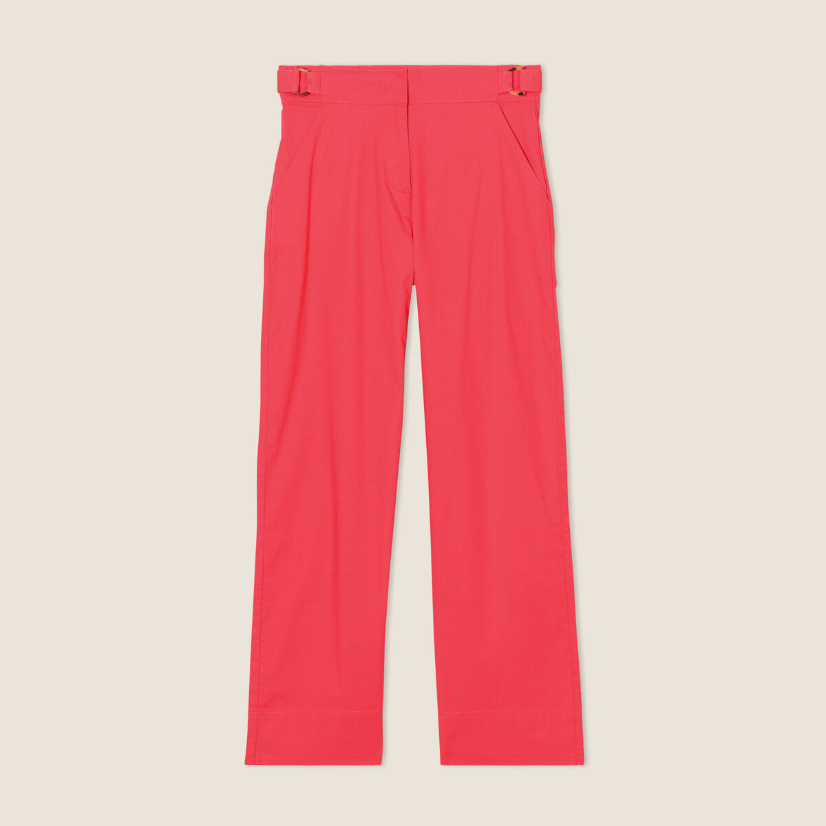 Pantalon flou ceintur&eacute; 7/8&egrave;me rose cerise femme