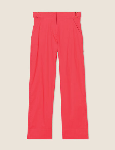Pantalon flou ceinturé 7/8ème rose cerise femme