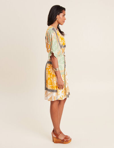 Robe imprimée jaune femme