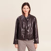 Blouson col montant marron femme