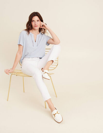 T-shirt manches courtes bleu clair femme
