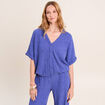 Chemisette effet boule manches courtes bleu roi femme