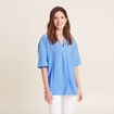 Blouse manches 3/4 bleu femme
