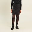 Jupe trap&egrave;ze courte aspect daim noir femme