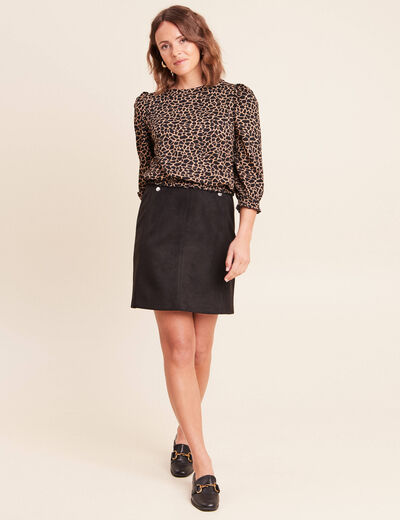 T-shirt manches 3/4 noir femme