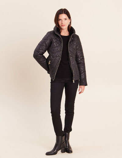 Doudoune d&eacute;perlante droite zipp&eacute;e noir femme