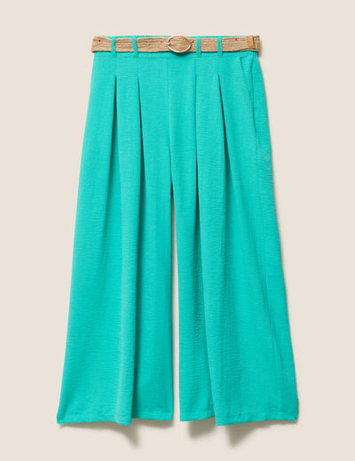 Pantalon jupe-culotte large vert turquoise femme