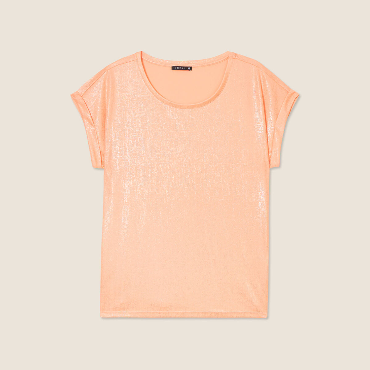 T-shirt manches courtes rose saumon femme
