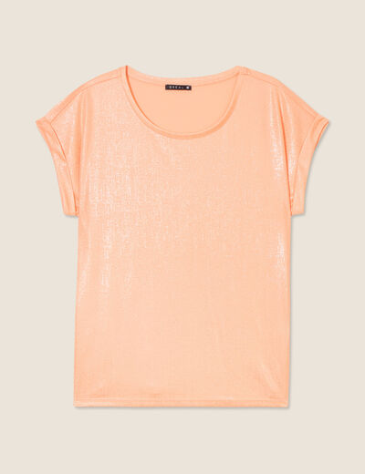 T-shirt manches courtes rose saumon femme
