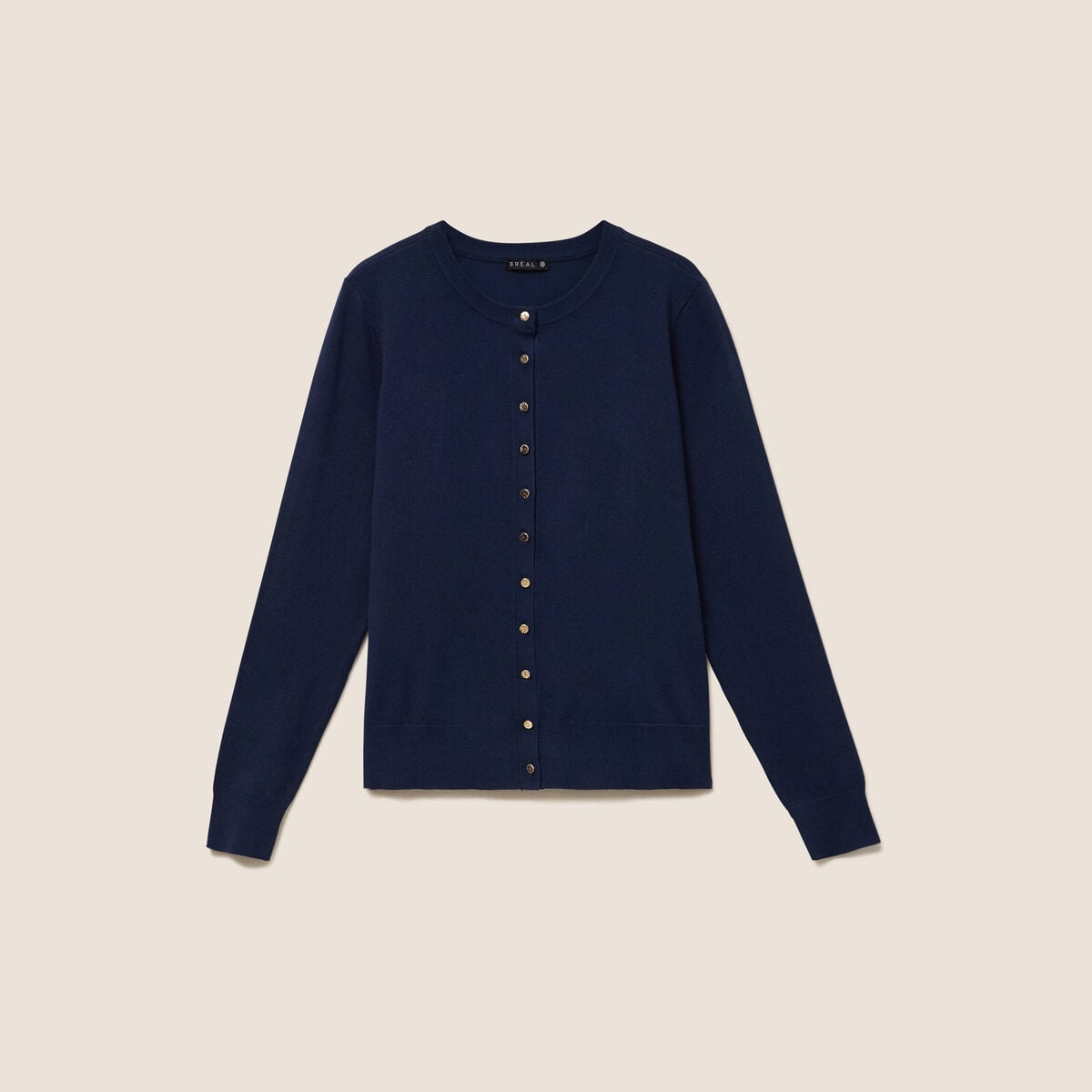 Gilet manches longues col rond bleu marine femme
