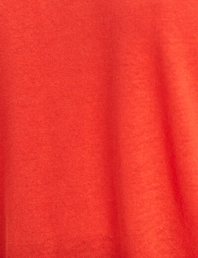 T-shirt manches courtes col en V orange femme