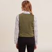 Veston sans manches satin vert olive femme