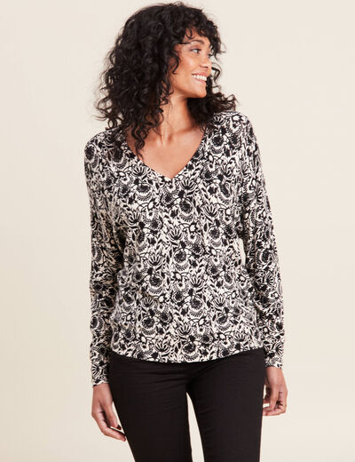 Pull manches longues blanc femme